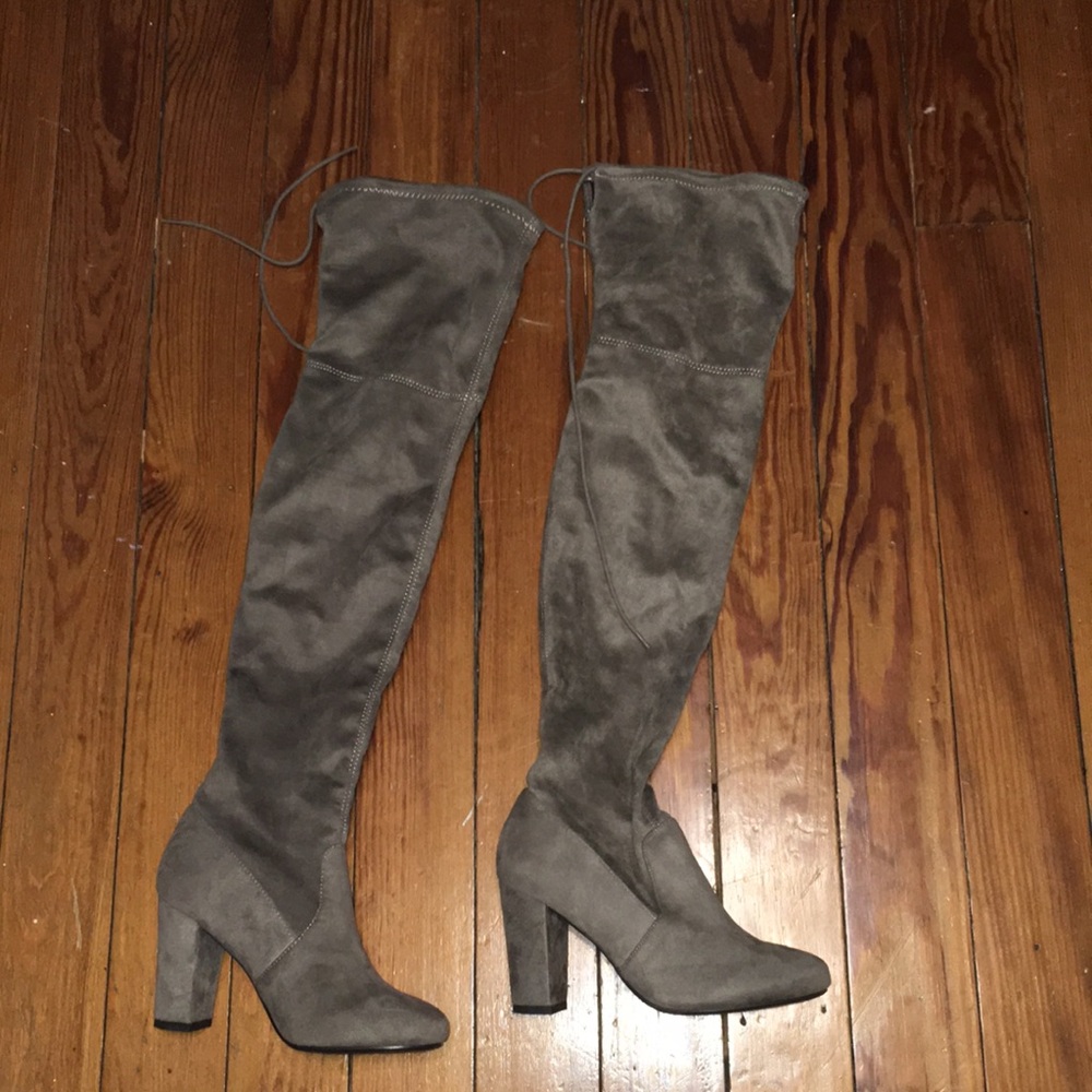 Taupe thigh high heals!